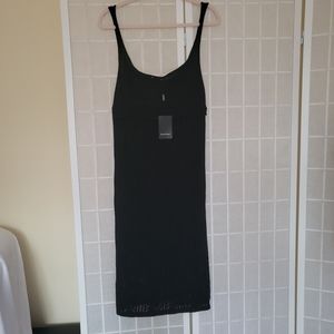 VINTAGE Black Crochet Midi Dress Bohemian Hippie S